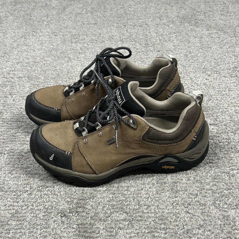 Ahnu Montara II Hiking Shoes Womens 7.5 Waterproof Brown Leather Lace Up Vibram